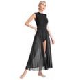thumbnail image 4 of Kaerm Womens Lyrical Dance Dress Sleeveless Flowy Dresses Ballet Dance Tulle Leotard Long Skirt Black L, 4 of 7