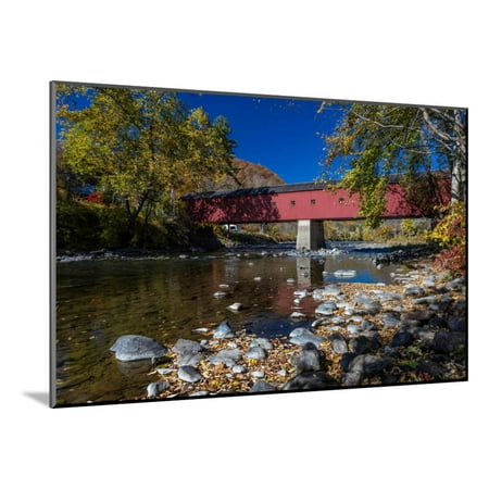 West Cornwall covered bridge over Housatonic River, West Cornwall, Connecticut, USA Wood Mounted Print Wall