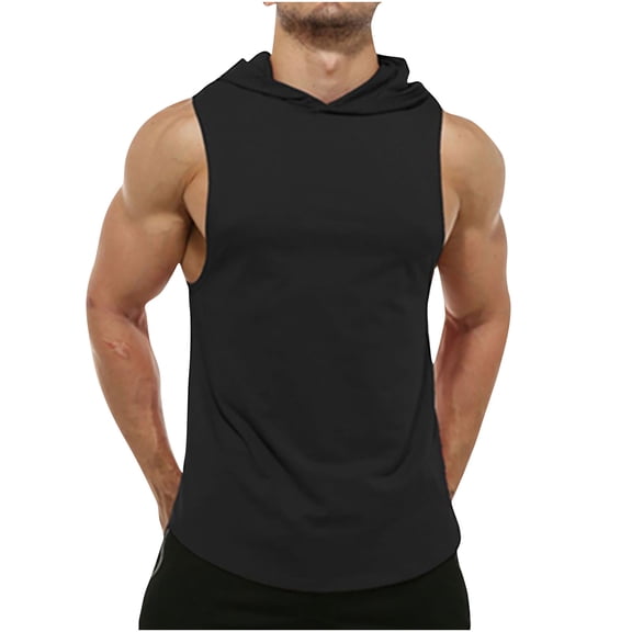 Camisole Tank with Hood Plain Work Out Athletic Jogger Hoodies for Man Winter Fall Sleeveless Crewneck Plus Size Vest Outfits Man 2026 Clothes