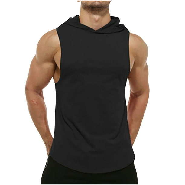 pstuiky Camiseta sin mangas para hombre, Camiseta deportiva de verano para hombre, de cuello redondo, lisa, de fitness Chaleco de hombre m