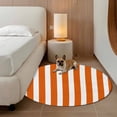 thumbnail image 3 of Burnt Orange Striped Large Round Rug 8 FT, Non Slip Living Room Area Carpet, Thanksgiving Orange White Stripes Washable Soft Circle Rug Non-Shedding Floor Carpet for Bedroom Office Dining Room, 3 of 9