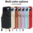 thumbnail image 2 of Fashion leather zipper wallet phone case suitable for Samsung Z flip4, lanyard and card holder, 2 of 12