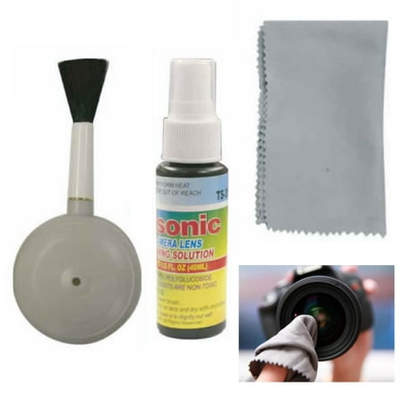 Image of 3 Pc Camera Lens Cleaner Kit LCD Cleaning Spray Microfiber Cloth Air Blow Brush
