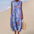 thumbnail image 2 of Vestido largo Akivide con estampado floral bohemio de verano con bolsillos, 2 of 2