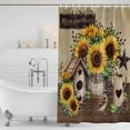 thumbnail image 2 of Farmhouse Sunflowers Shower Curtain, Waterproof Shower Curtains for Bathroom, Western Star Vintage Sparrows Washable Fabric Bathtub Curtain Set Bath Decor with 12 Hooks Standard 72"x72", 2 of 6