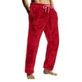 thumbnail image 2 of Homeyce Fleece Pajama Pants for Men Solid Color Drawstring Sleepwear with Pockets Soft Sleep Comfy Jogger Baggy Sleepwear Pjs Flannel Fleece Sleep & Lounge Pants,Red L, 2 of 7