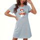 thumbnail image 1 of Camisón corto navideño para mujer, talla grande, cuello redondo, manga corta, estampado en el pecho, vestido de noche para mujer, 1 of 3