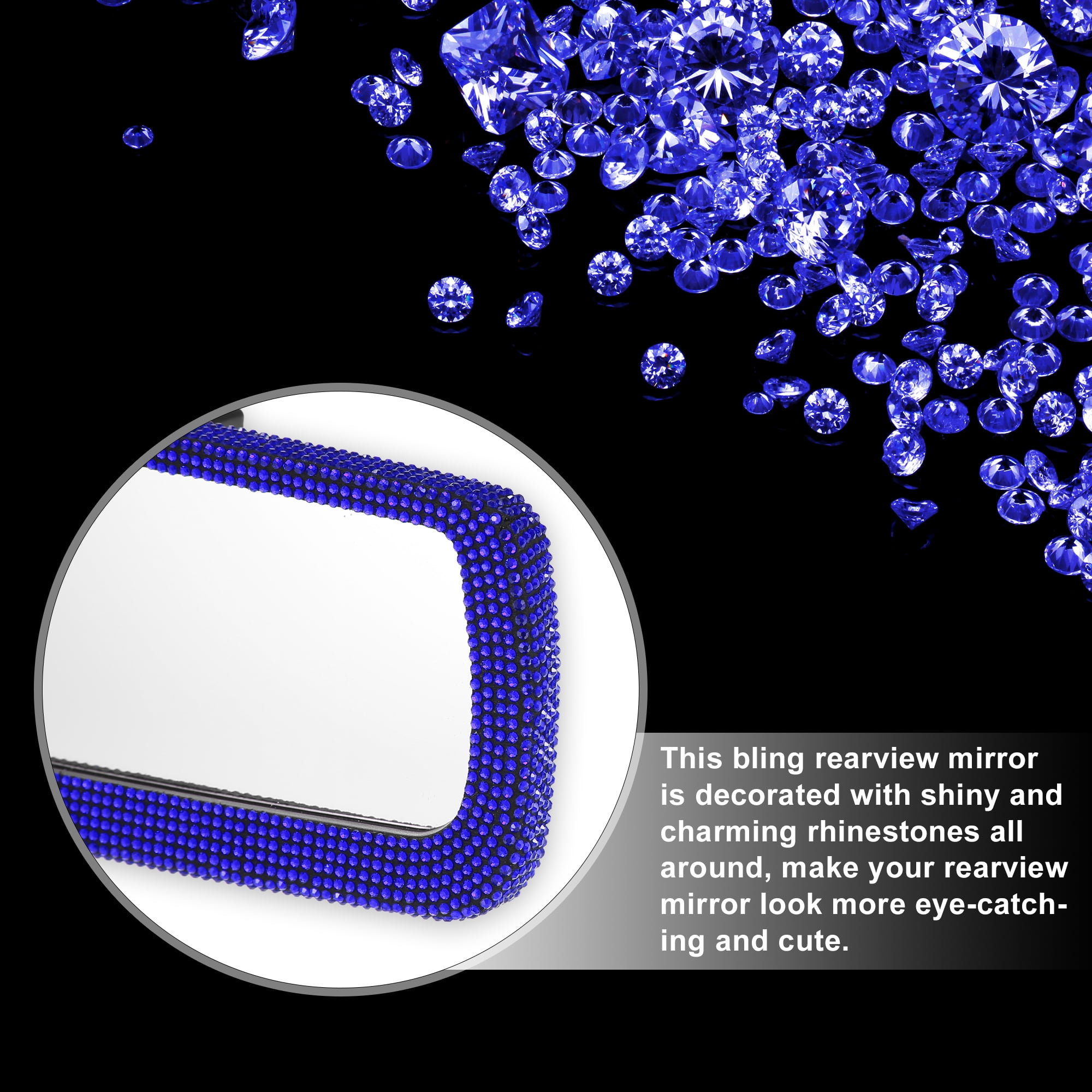 Unique Bargains Faux Crystal Rhinestone Rear View Mirror Accessories Blue