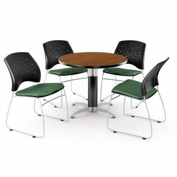 OFM PKG-BRK-012-0049 Breakroom Package Featuring 36 in. Round Mesh Base Multi-Purpose Table with Four Star Stack Chairs