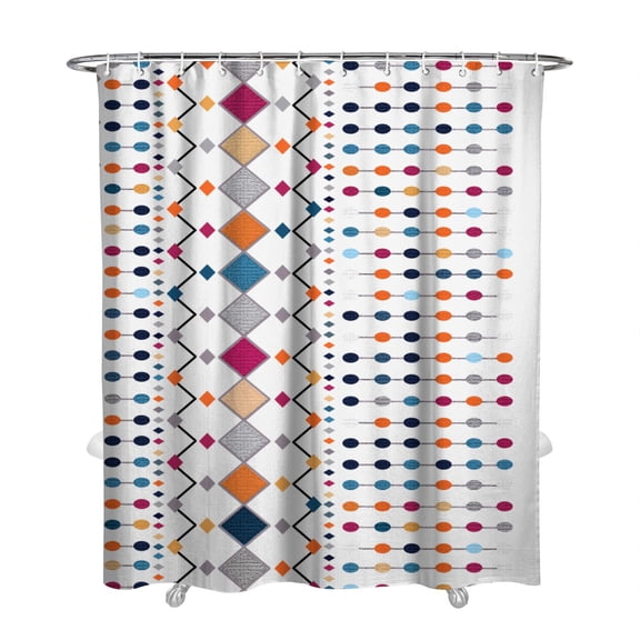Extra Long Boho Shower Curtain 72x84 Inches - Vintage Floral & Tropical Leaves Pattern, Waterproof Bohemian Bathroom Decor with 12 Hooks, Tribal Rustic Style