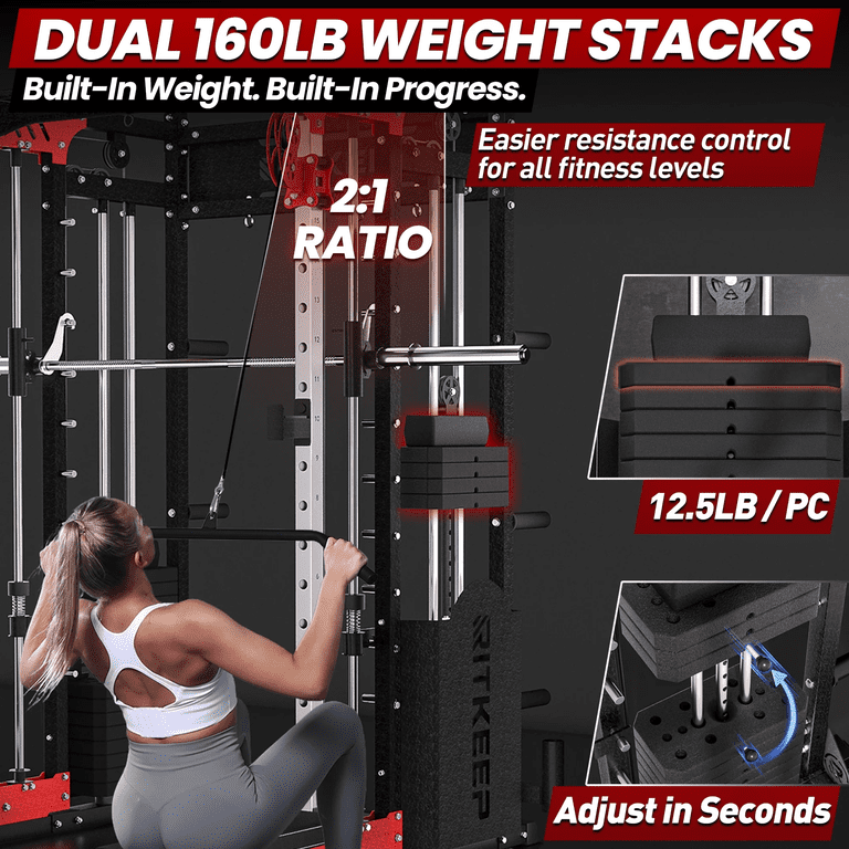 Ritkeep PMAX 5600 Pro Home Gym Smith Machine, 6-in-1 Squat Rack