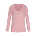 thumbnail image 3 of COSFO V-Neck Mens Shirts Casual Long Sleeve Pink Solid Pullover Men's T-Shirts, 3 of 5
