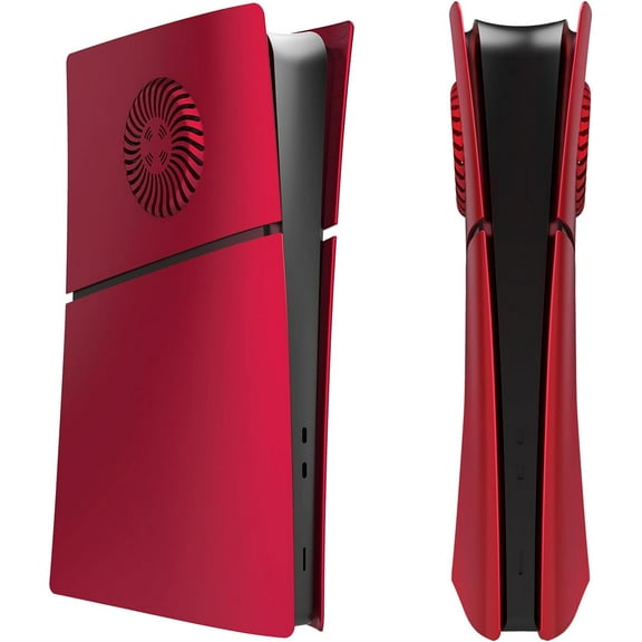 for PS5 Slim Digital Edition Faceplate, Custom Cover Plates Replacement Skin Case ABS Side Shell for PS5 Slim Console Digital Version (Red, with Cooling Vents)