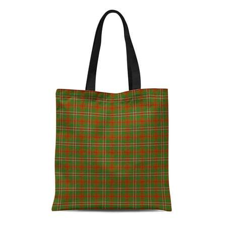 Brown Bag Patterns ASHLEIGH Canvas Tote Bag Brown Patterned of the Clan Scott Hunting Tartan Green Durable Reusable Shopping Shoulder Grocery Bag ()