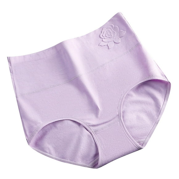 TANGNADE Panties for Women Plus Size Women's Pure Cotton High Waist Can Be Used Postpartum Tummy Lifting And Hip Large Embossed . Underwear Purple