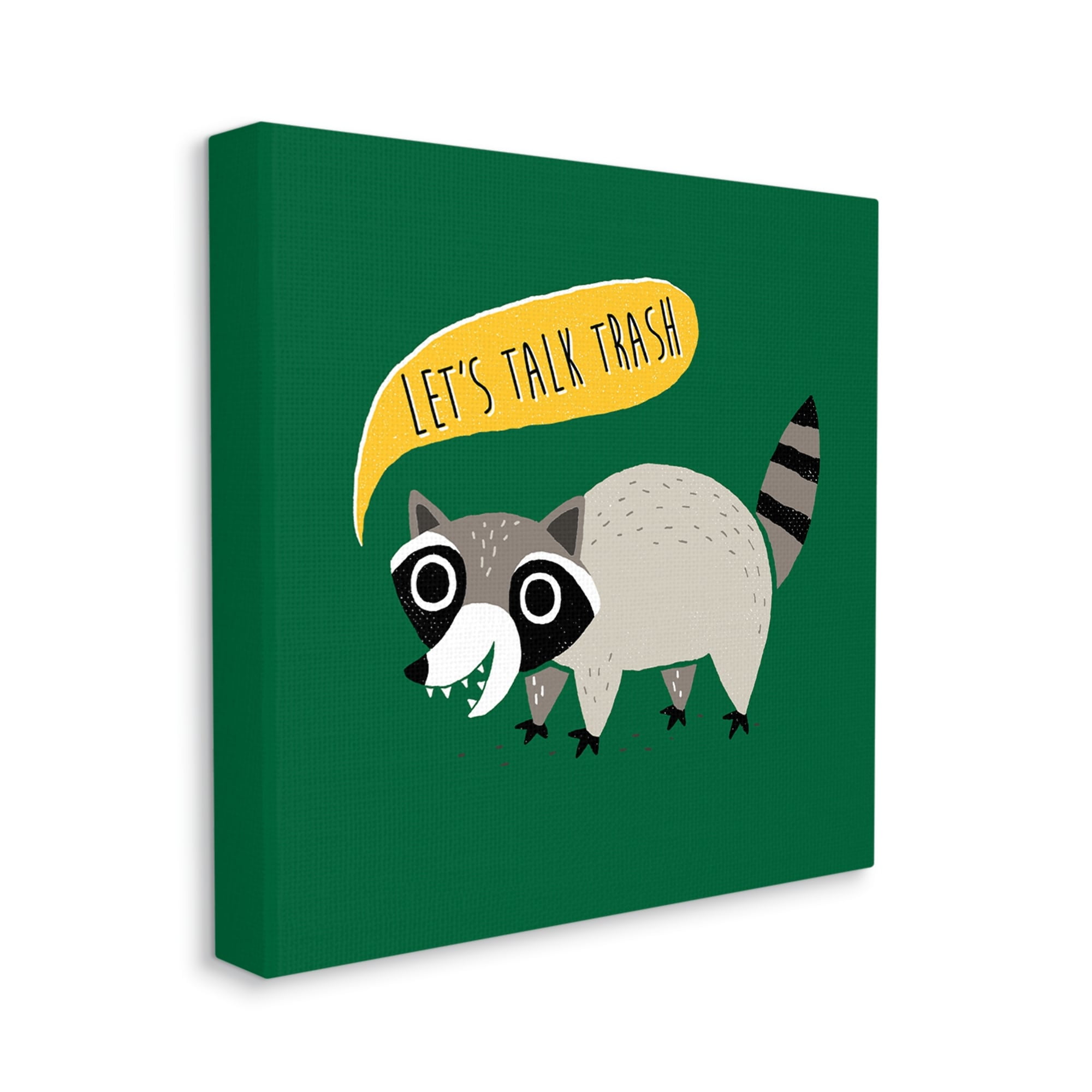 Stupell Industries Let's Talk Trash Phrase Witty Raccoon Saying Canvas Wall Art, 36 x 36, Design by Michael Buxton