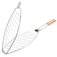thumbnail image 1 of SHISUYAN Fish Grill Basket 1Pcs Rectangular Silver Wood Handle Prevent Food from Falling Even Heat Distribution, 1 of 9