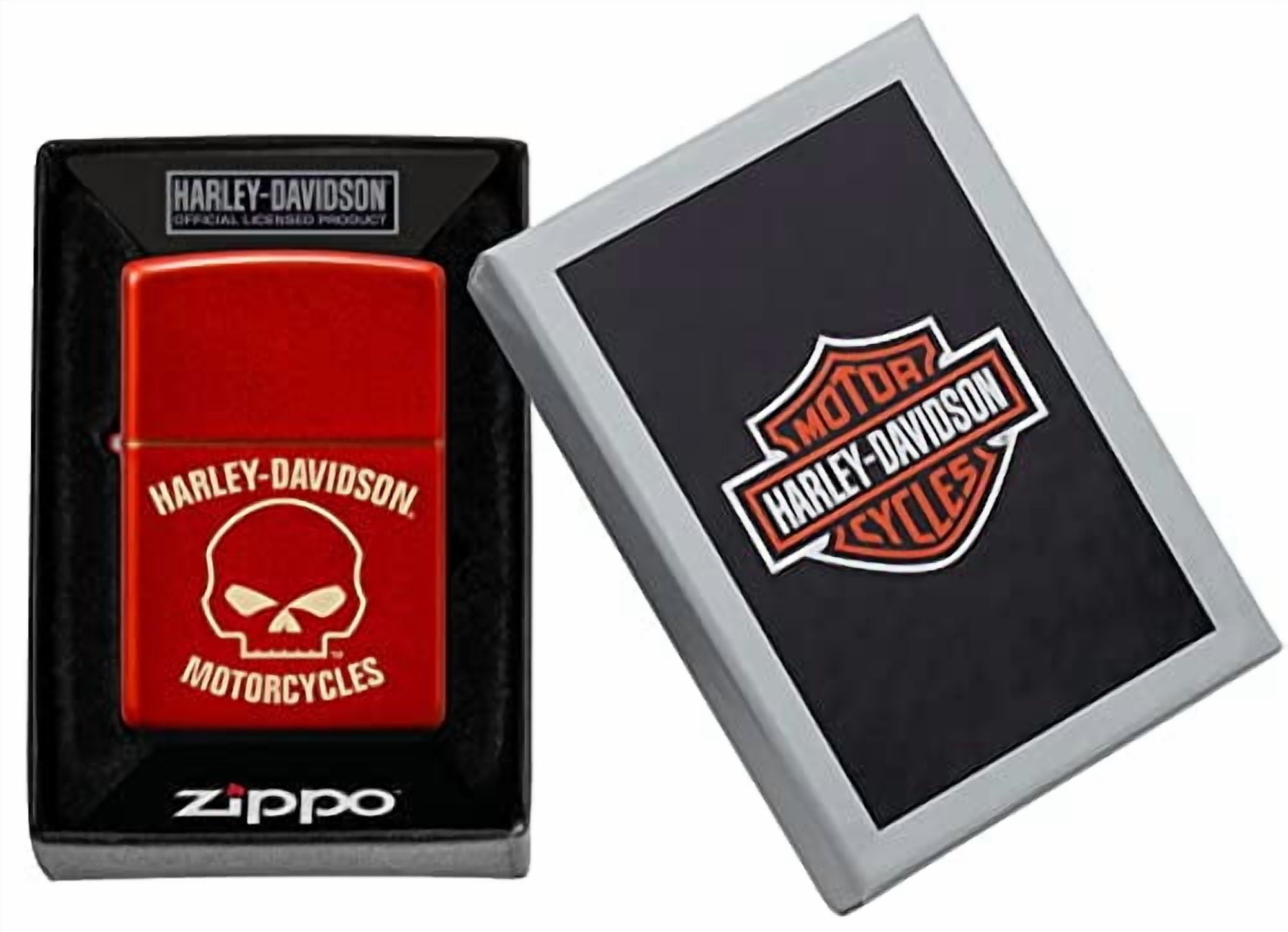 Zippo Harley-Davidson Red Skull Metallic Lighter - Edgy Laser Design