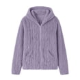 thumbnail image 6 of NominalSnug Fuzzy Fleece Jackets for Women Full Zip up Long Sleeve Coat Stand Collar Outwear Thicken Winter Warm Colthes, 6 of 8