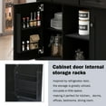 thumbnail image 4 of Euroco Kitchen Cart with Natural Rubberwood Drop-Leaf Countertop, Rolling Kitchen Island on 5 Wheels with Cabinet Door, 3 Drawers & Adjustable Shelf, Black, 4 of 19