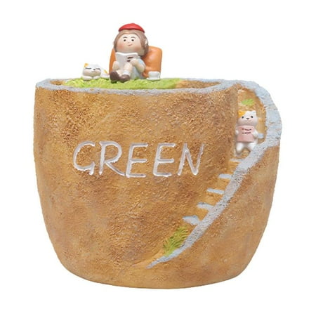 

Famure Pastoral Animal Planters|Cute Animal Holder With Cartoon Character And Cat|Brush Pots Ornaments For Succulent Plants Pot Decorated Desk Garden