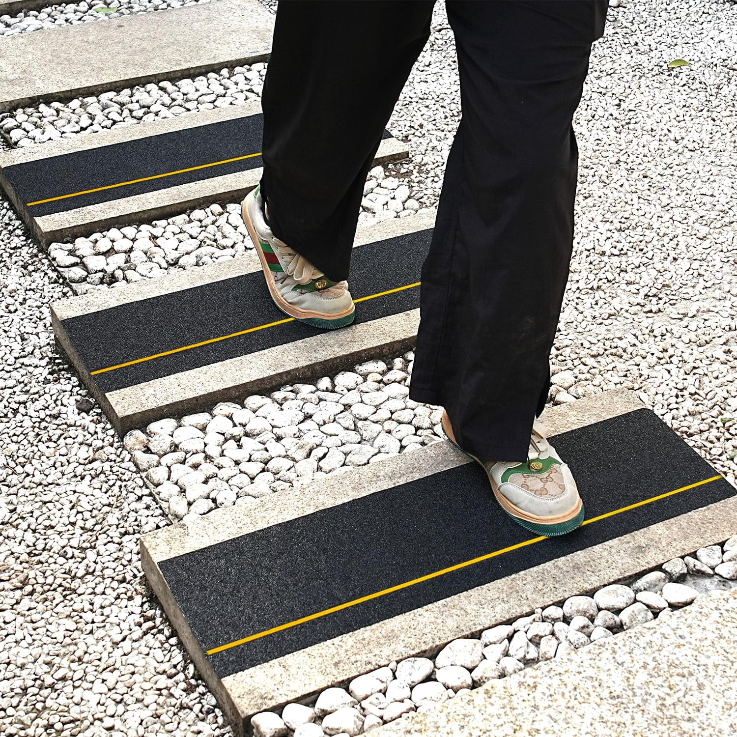6" x 30" 10Pack Anti Slip Stair Tread with Reflective Strips,Best Grip Non Skid Tape,Anti-Skid Tape, High Traction Adhesive for Stairs Step