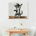 thumbnail image 2 of Orinice  Black and White Cat Cowboy Wall Art, Vintage Western Cat Picture, Cute Funny Animal Cat Canvas  Funky Cat with Cowboy Hat and Boots Print, Western Cowboy Cat Painting  20x16in, 2 of 6