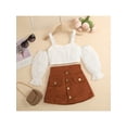 thumbnail image 3 of Franhais Kids Skirt 2pcs Suit, Girls Long Sleeve Off Shoulder Tops + Summer Casual Party Half Dress, 3 of 9