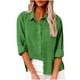 thumbnail image 2 of ICHUANYI Clearance Womens Color Button Shirts V Neck Loose Blouse Longt Sleeve Casual Work Tunic Tops With Pocket(Green, XL) ICHUANYI WER2023080810103, 2 of 8