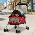thumbnail image 3 of NiamVelo Dog Stroller Folding Pet Cat Stroller with 4 Wheels Portable Doggy Stroller with Cup Holders, Red, 3 of 7