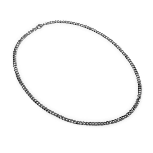 Cadena Collar Barbada Unisex Ametrinaa 5mm Negro 55cm Chapa de Oro 18K