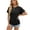 Black, variant on New Women's Casual Tops Short Sleeve Shirts Solid Color Loose Fit Crew Neck Tshirts with Side Shirring