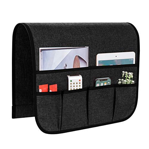 TV Control Cell Phone Black, 35 inch SyMax Sofa Armrest Storage Organizer with 6 Pockets Couch Non-Slip Armchair Caddy for Recliner Remote Holder