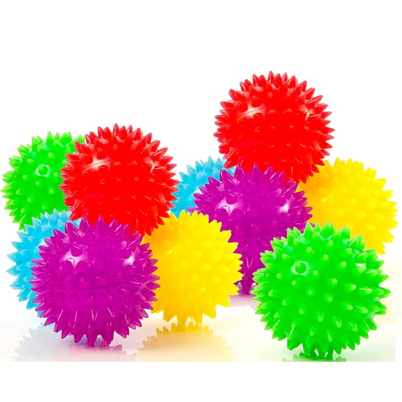 Pelotas Antiestrés con Púas IMPRESA Paquete de 10 Multicolor Duraderas