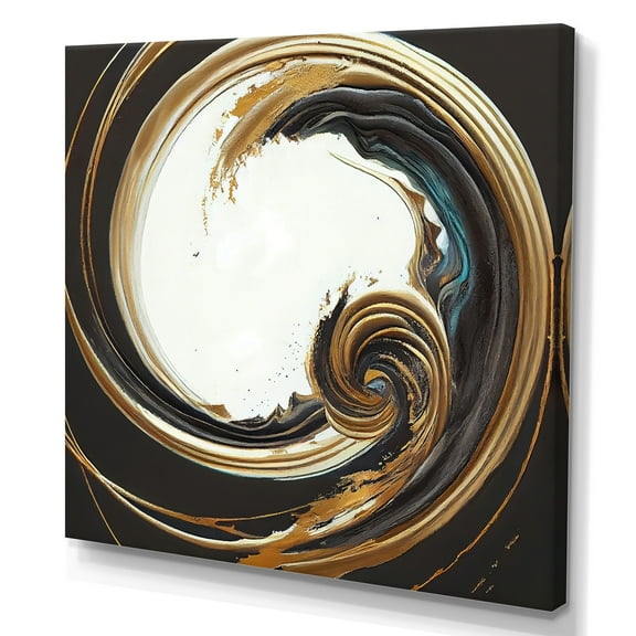 Designart Gold Glamour Circle 1 III Canvas Wall Art
