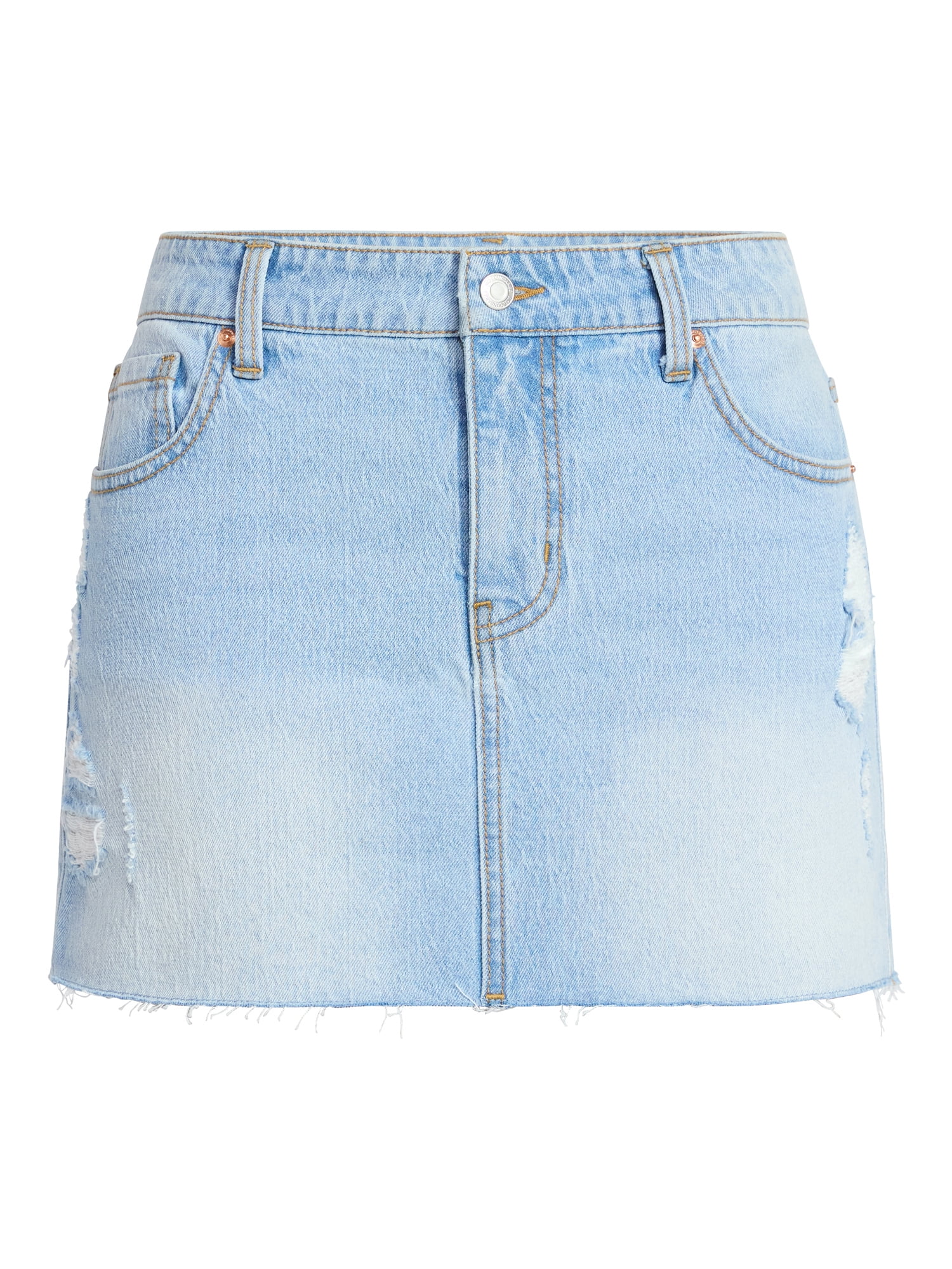 No Boundaries Denim Mini Skirt, Women's XXS-XXL