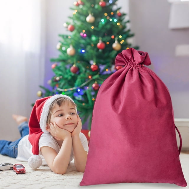 Cloth Drawstring Bag 1Pcs Christmas Ornament Storage Bag Cloth Material with Drawstring Closure Large Holiday Gift Wrapping and Decorative Organizer,Red,70x50cm JASKFLY