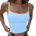 thumbnail image 1 of Chaleco sin espalda ajustado con tirantes en contraste para mujer - Top corto sin mangas con cuello en V sexy, 1 of 6