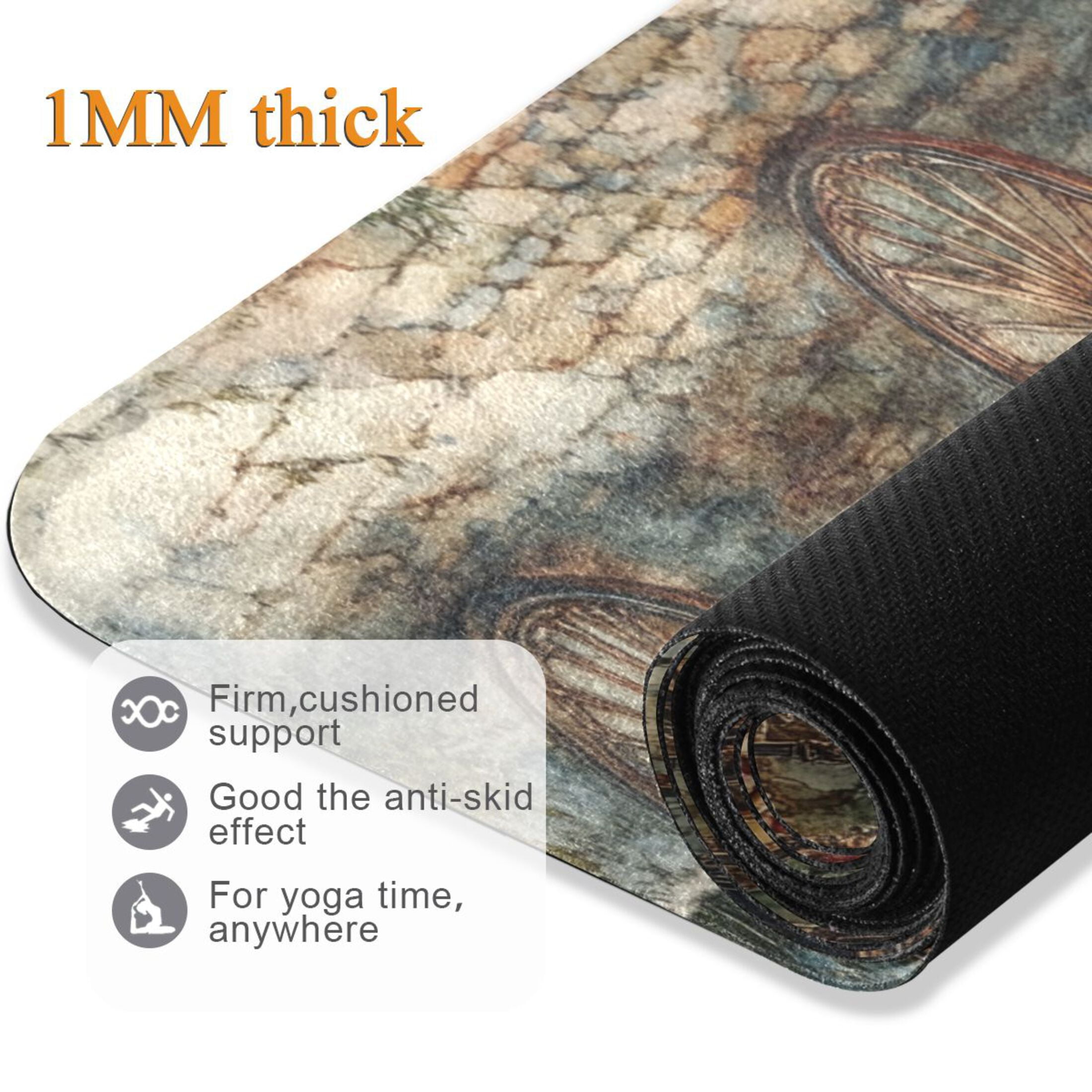 BZSMCE Yoga Mat Women Art Steampunk Train Printing Fitness Mat