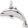 thumbnail image 1 of Sterling Silver Antiqued Small Dolphin Charm (17 X 13) Made In India qc6272, 1 of 6