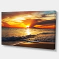 thumbnail image 2 of Colorful Dramatic Sunset over Waves - Modern Beach Canvas Art Print, 2 of 3