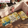 thumbnail image 4 of Flannel Floor Mat 2/3pcs Sunflower Kitchen Rug Set, Cozy Home Decor, Pastoral Style Thickened Flannel Mat for Living Room Bedroom, Warm Holiday Atmosphere, 4 of 8