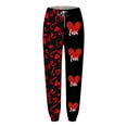 thumbnail image 4 of Rovga Women Pants Valentine's Day Love Heart Printed Bottom Sweatpants Pockets High Waist Sporty Gym Fit Jogger Trousers Stylish Streetwear, 4 of 4