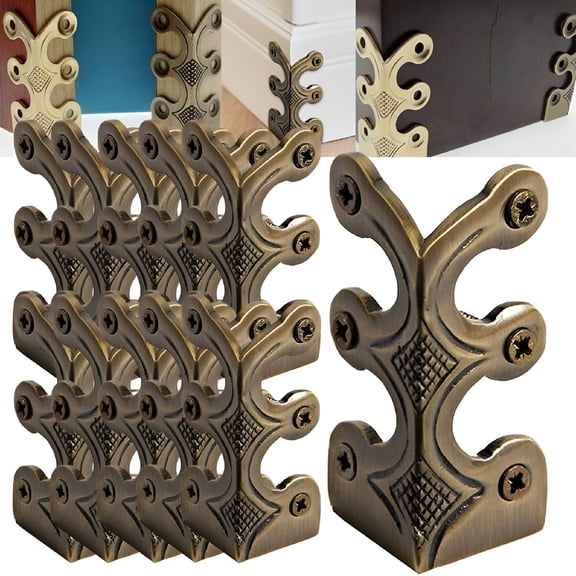 LAMIRO New Baseboard Skiffers, Corner Protectors, Decorative Metal Corner Protectors for Furniture Wall, Floor Stair Corner Dust Guards, Right Angle Bracket Box Edge (Bronze, 12PCS)