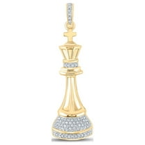 10kt Yellow Gold Mens Round Diamond King Chess Piece Charm Pendant 1/10 Cttw