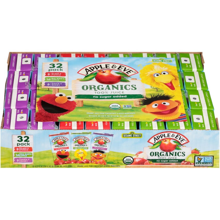 Apple & Eve Sesame Street Organic 100 Juice Variety Pack, 4.23 Fl. Oz
