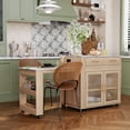 thumbnail image 3 of HLR Extendable Kitchen Islands with Power Outlet, Dining Table Cart on Wheels with Storage, Wood, 3 of 10