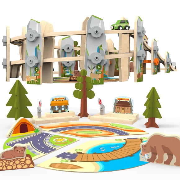 Set de tren en espiral del Parque Nacional Orbrium, de madera, 141 unidades