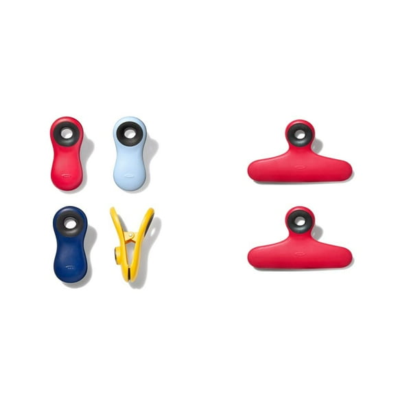 Juego de 4 piezas con clip para bolsas OXO Good Grips Collection, rojo, naranja, verde y azul