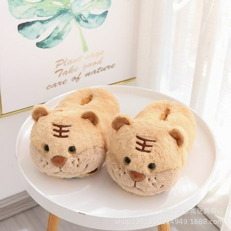 

CoCopeanut Elk Fuzzy Slippers For Women Ladies House Shoes Slides Winter Female Home Indoor Cute Animal Dog Tiger Hamster Plush Slippers